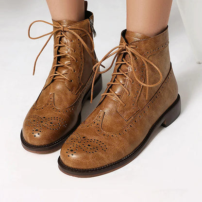 Claire | Bottines à Lacets Ajourées à Bout Rond
