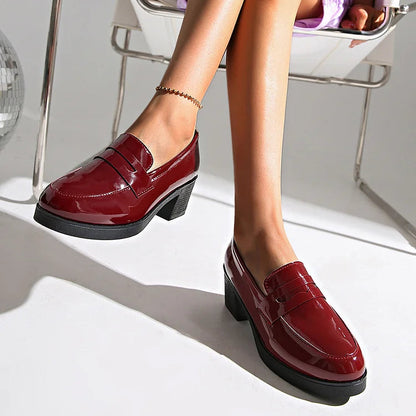 Céline | Mocassins à Talon Épais Patchwork