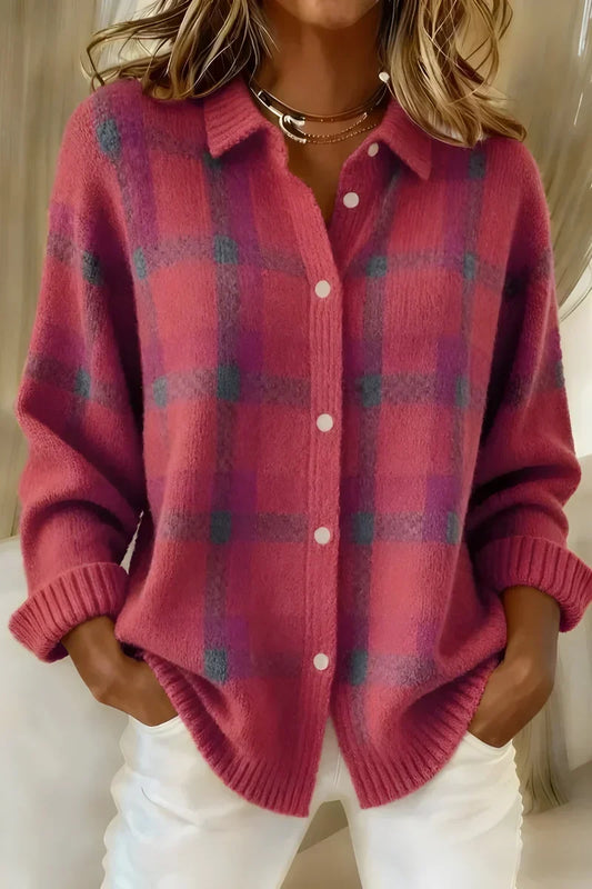 Tiziana | Cardigan à Carreaux Classique à Col