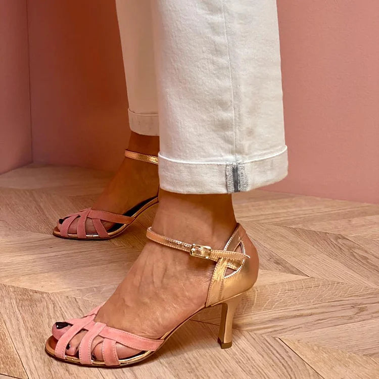 Talons aiguilles peep toe à découpes color block