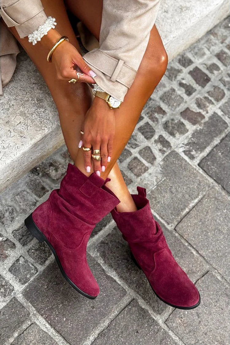 Margaux | Bottines Slouch en Suédine à Bout Rond