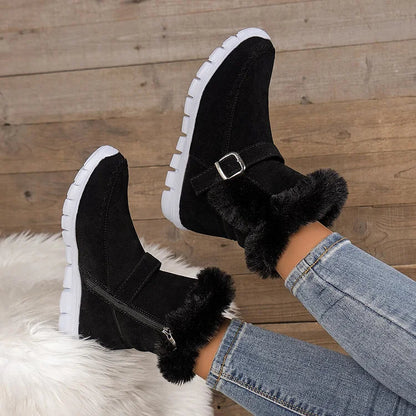 Françoise | Bottes de Neige en Suédine à Boucle et Bordure Moelleuse