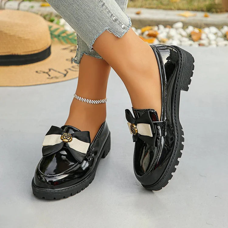 Mélanie | Mocassins à Nœud et Fleur Métallique