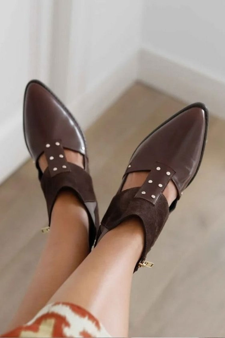 Camille | Bottines Color Block à Découpes Pointues