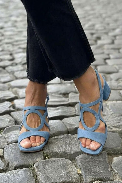 Sandales à talon slingback à découpes Jaune à bout carré