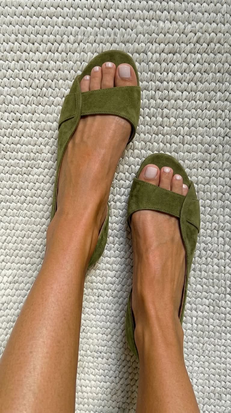 Sandales slingback en daim casual plates à bout ouvert.