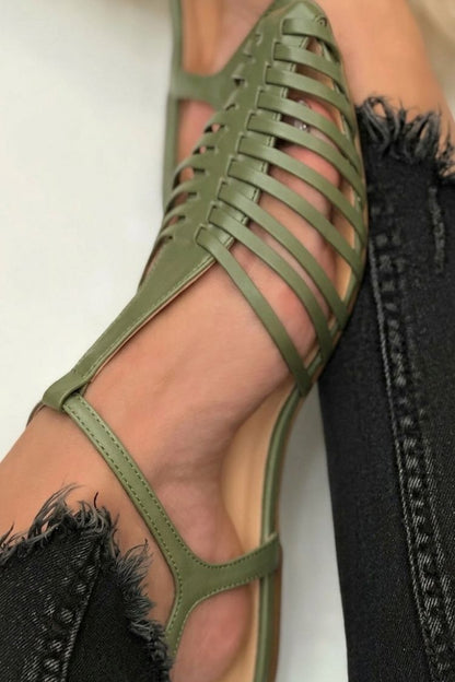 Sandales pointues à découpes épurées décontractées Noir avec bride en T