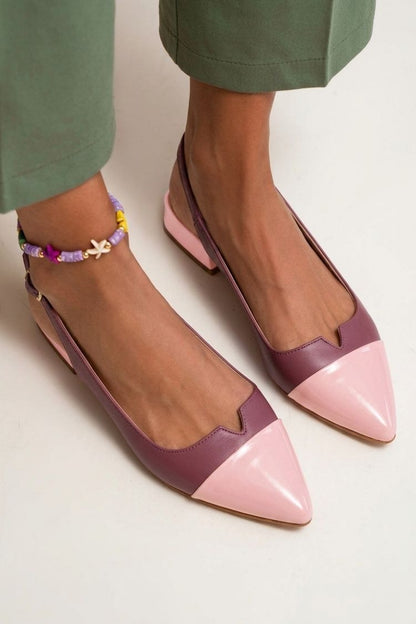 Ballerines pointues slingback à découpes color block avec boucle