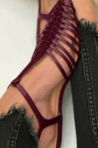 Sandales pointues à découpes épurées décontractées Noir avec bride en T