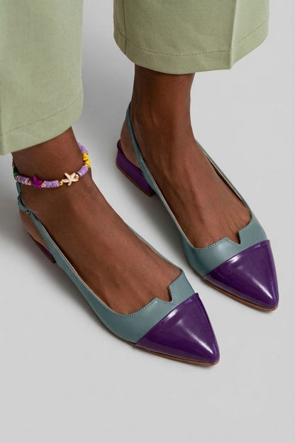Ballerines pointues slingback à découpes color block avec boucle
