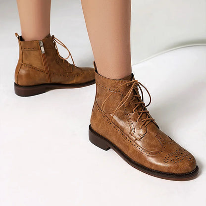 Claire | Bottines à Lacets Ajourées à Bout Rond