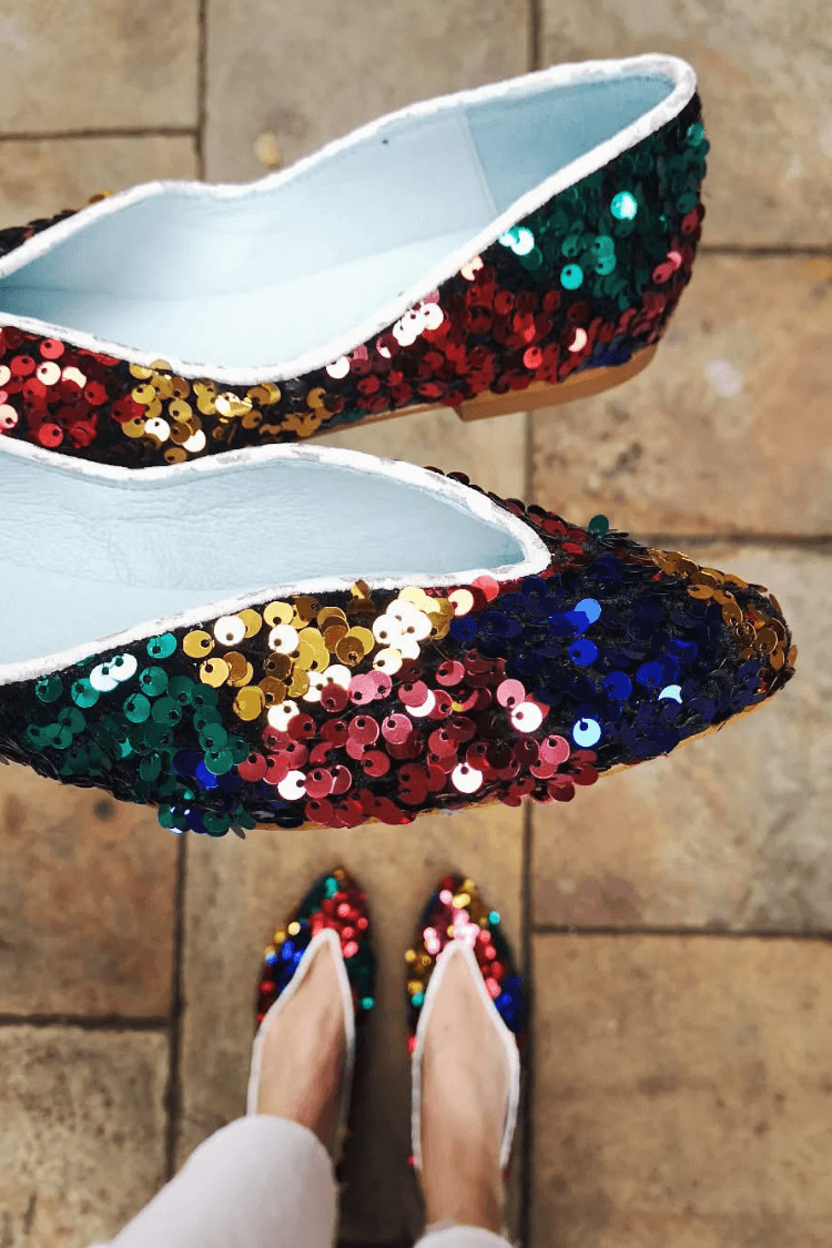 Ballerines slip-on Multicolore à encolure en V [Précommande]