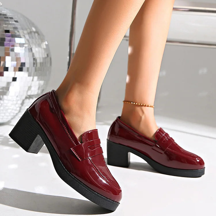 Céline | Mocassins à Talon Épais Patchwork