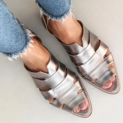 Ballerines pointues slip-on peep toe à découpes décontractées
