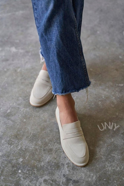 Anne | Mocassins Minimalistes en Suédine Beige