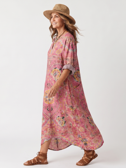 Domenica | Robe Midi Ample Imprimée à Poches