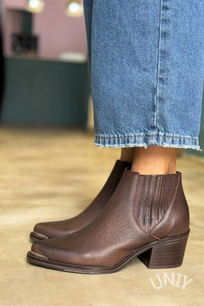 Judith | Bottines Chelsea Marron à Talon Épais