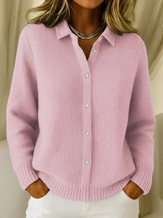 Alessandra | Cardigan Rose en Maille Texturée à Boutons