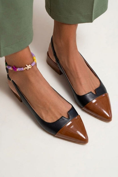 Ballerines pointues slingback à découpes color block avec boucle