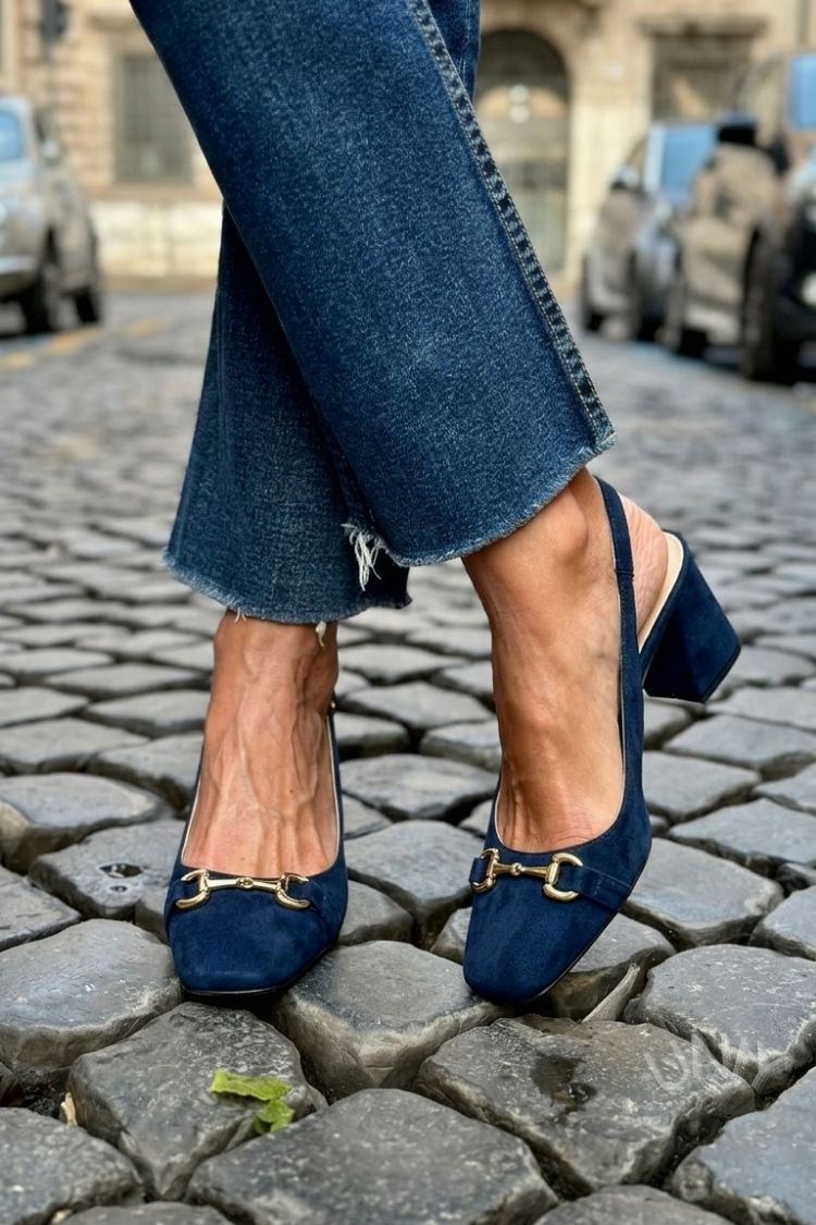 Talons bloc slingback en suédine Olive