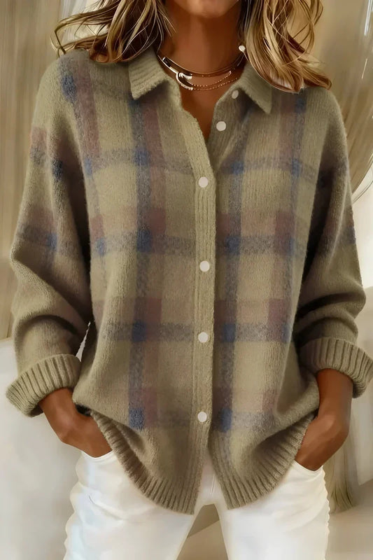 Raffaella | Cardigan en Maille à Carreaux Doux