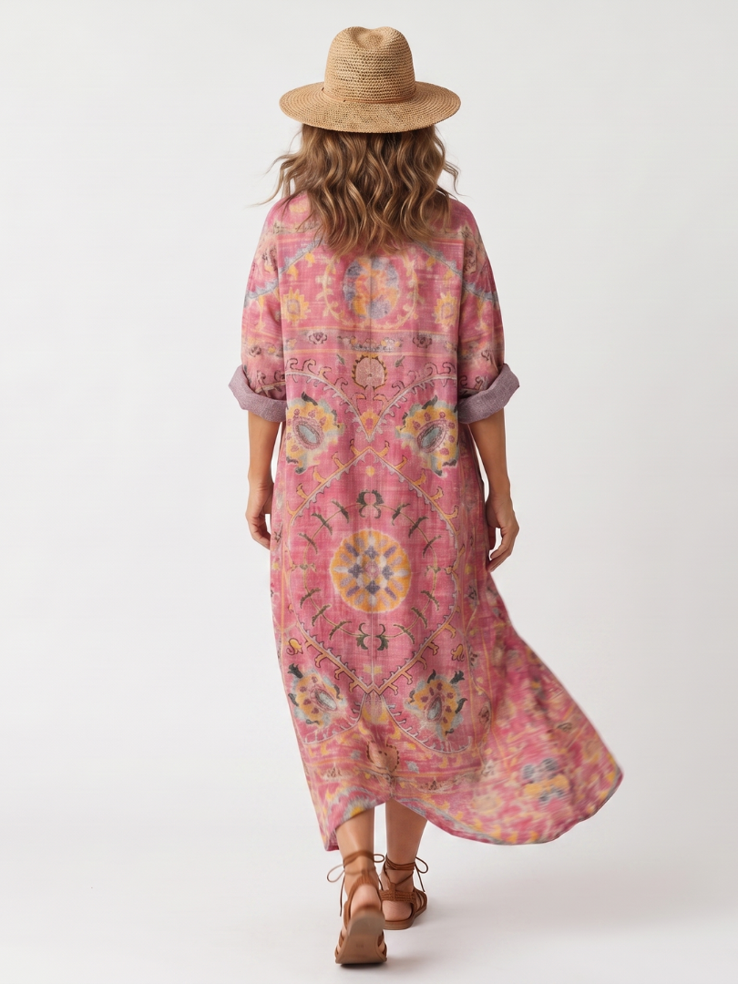 Domenica | Robe Midi Ample Imprimée à Poches