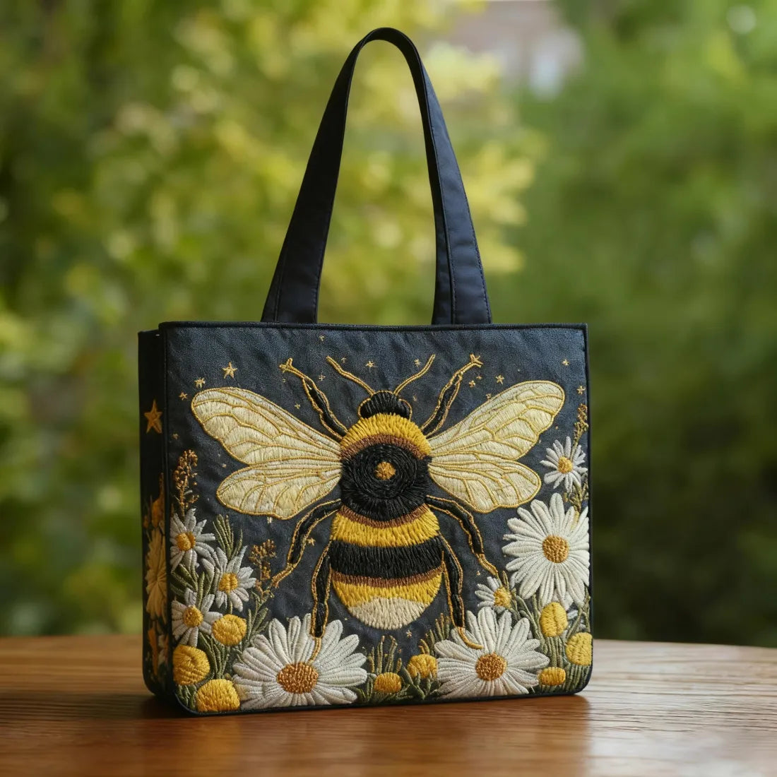 Ginevra | Sac Matelassé Abeille parmi Marguerites et Étoiles