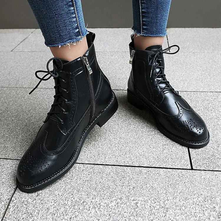 Claire | Bottines à Lacets Ajourées à Bout Rond