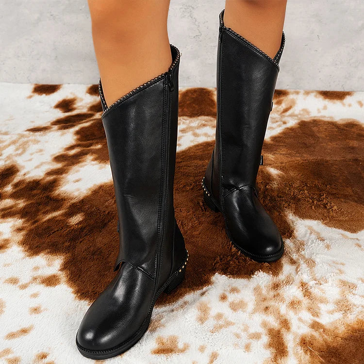 Nadège | Bottes Hautes à Boucles et Brides Cloutées