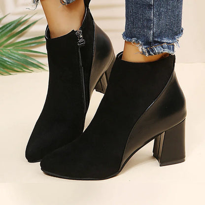 Bottines pointues chunky patchwork avec zip