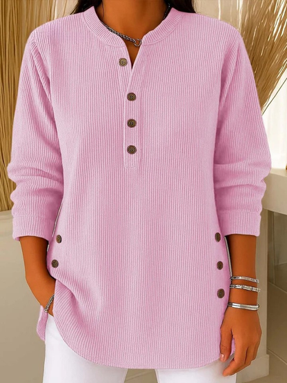 Martina | Tunique Henley Bleu Ciel à Boutons
