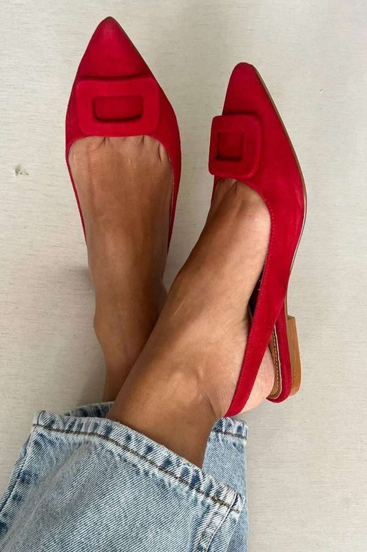 Ballerines slingback en suédine avec boucle
