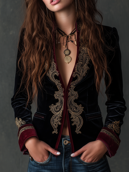 Daphnée | Blazer en Velours Brodé Baroque