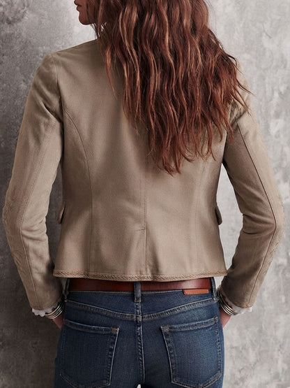 Edmée | Veste Col Montant Brodée à Galons Tressés
