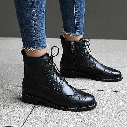 Claire | Bottines à Lacets Ajourées à Bout Rond