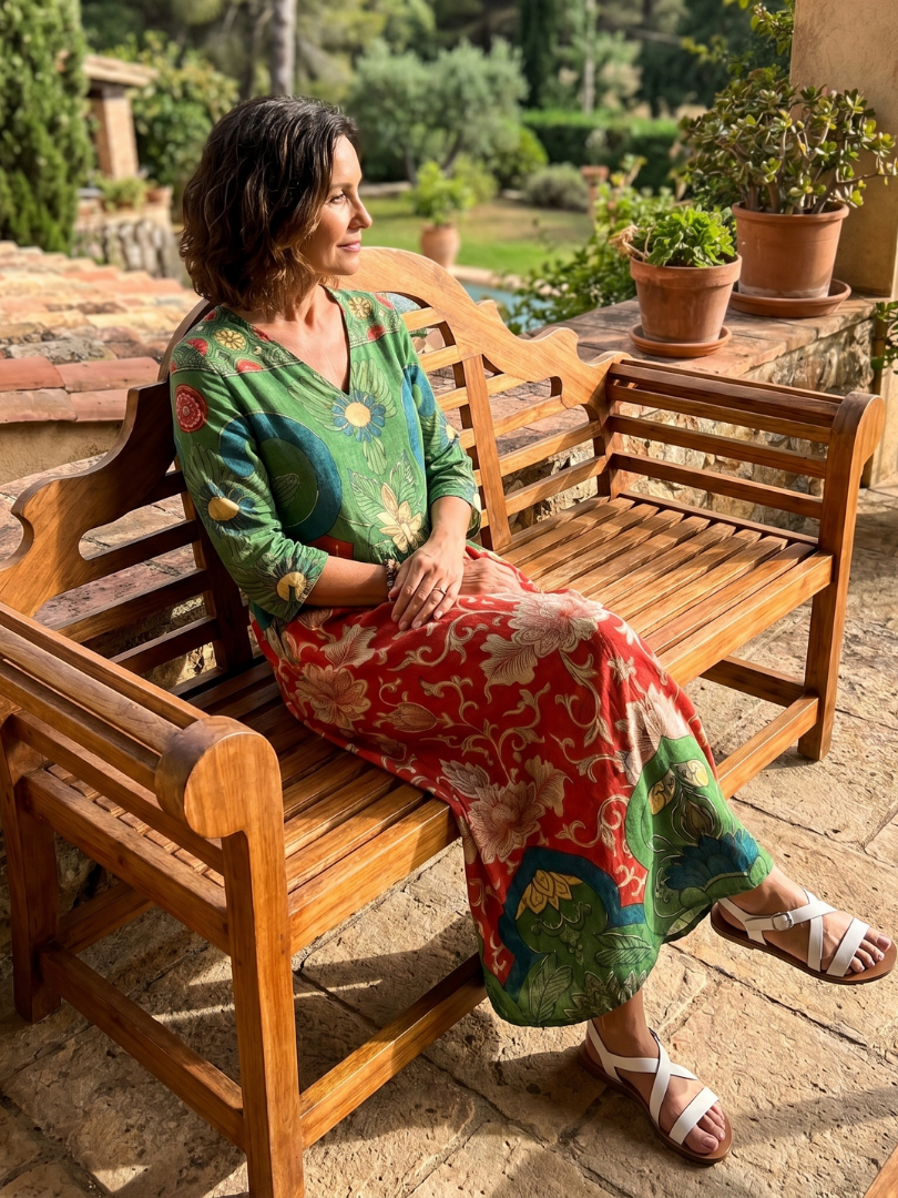 Fernanda | Robe Midi Imprimés Mixtes à Col en V
