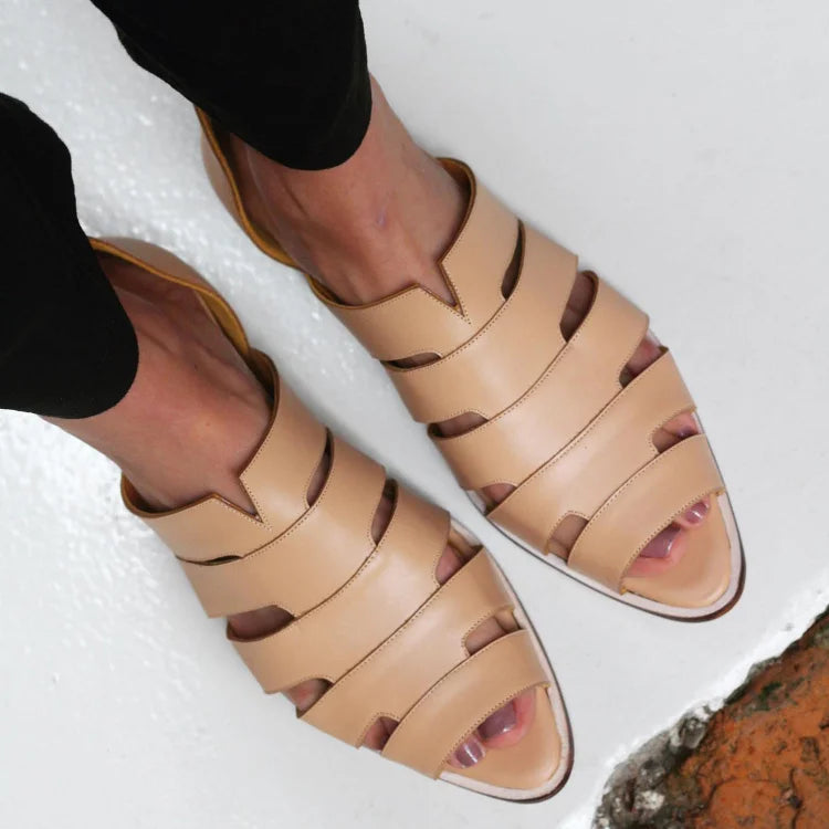 Ballerines pointues slip-on peep toe à découpes décontractées