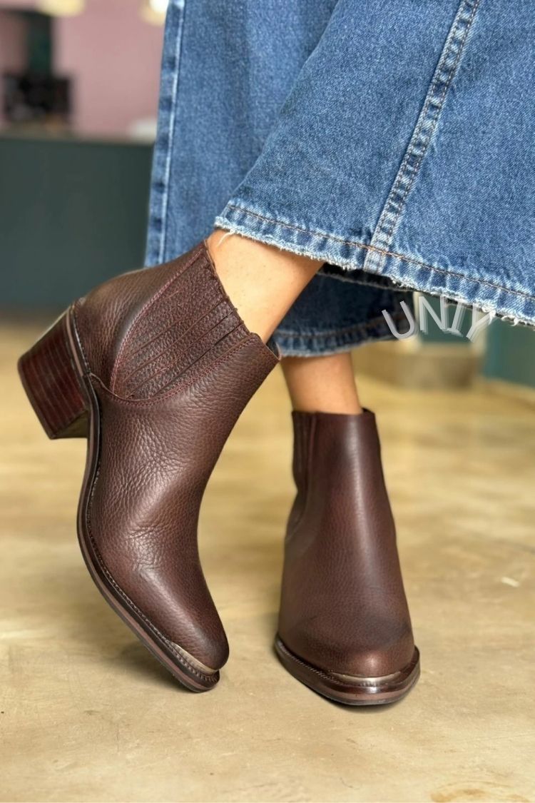 Judith | Bottines Chelsea Marron à Talon Épais