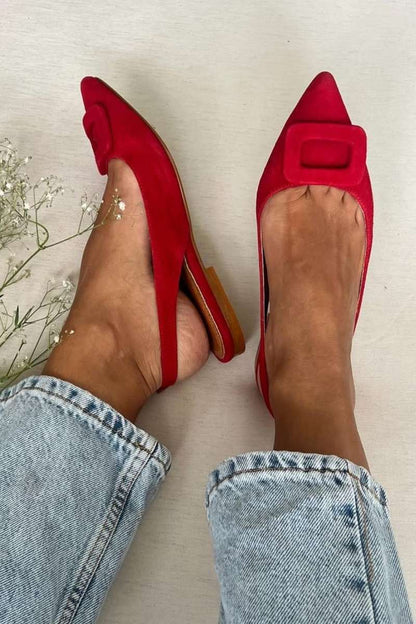 Ballerines slingback en suédine avec boucle