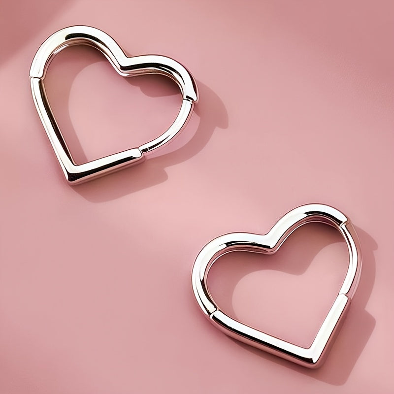 Priscilla | Boucles d'Oreilles Cœur en Acier Inoxydable