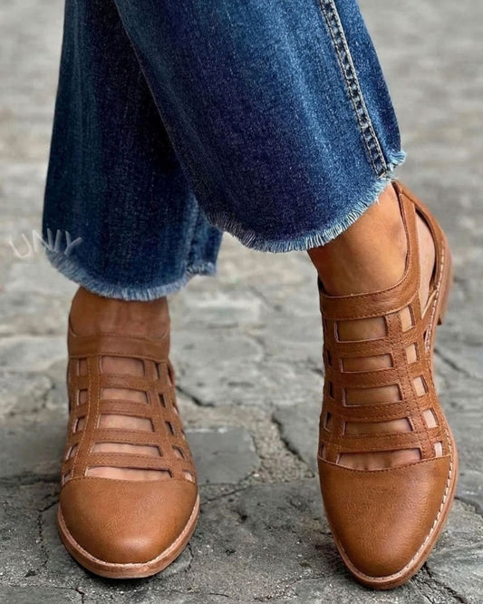 Mocassins plats pointus tressés polyvalents Marron