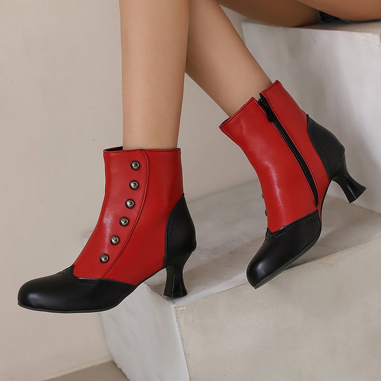 Ophélie | Bottines Métallisées Color Block Cloutées à Zip