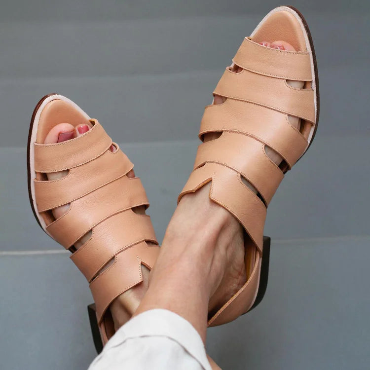 Ballerines pointues slip-on peep toe à découpes décontractées