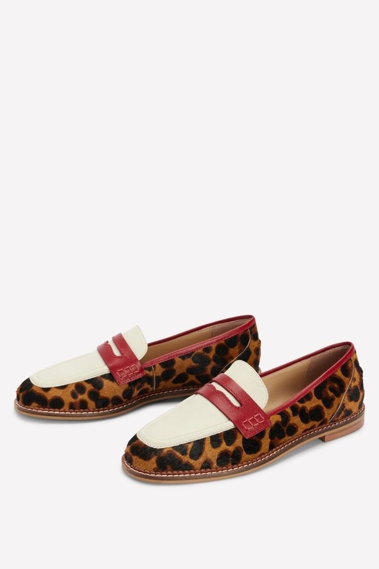 Régine | Mocassins Léopard Pointus à Bride Contrastée
