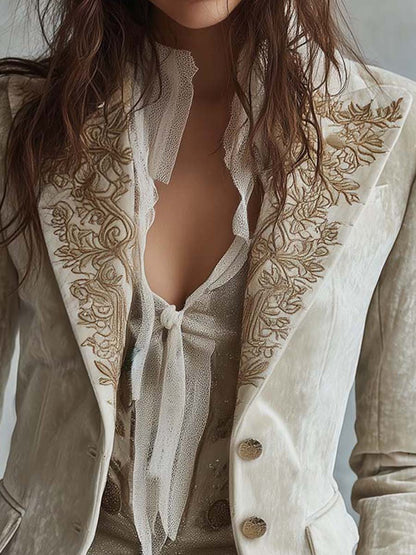 Genevieve | Blazer Brodé Ivoire