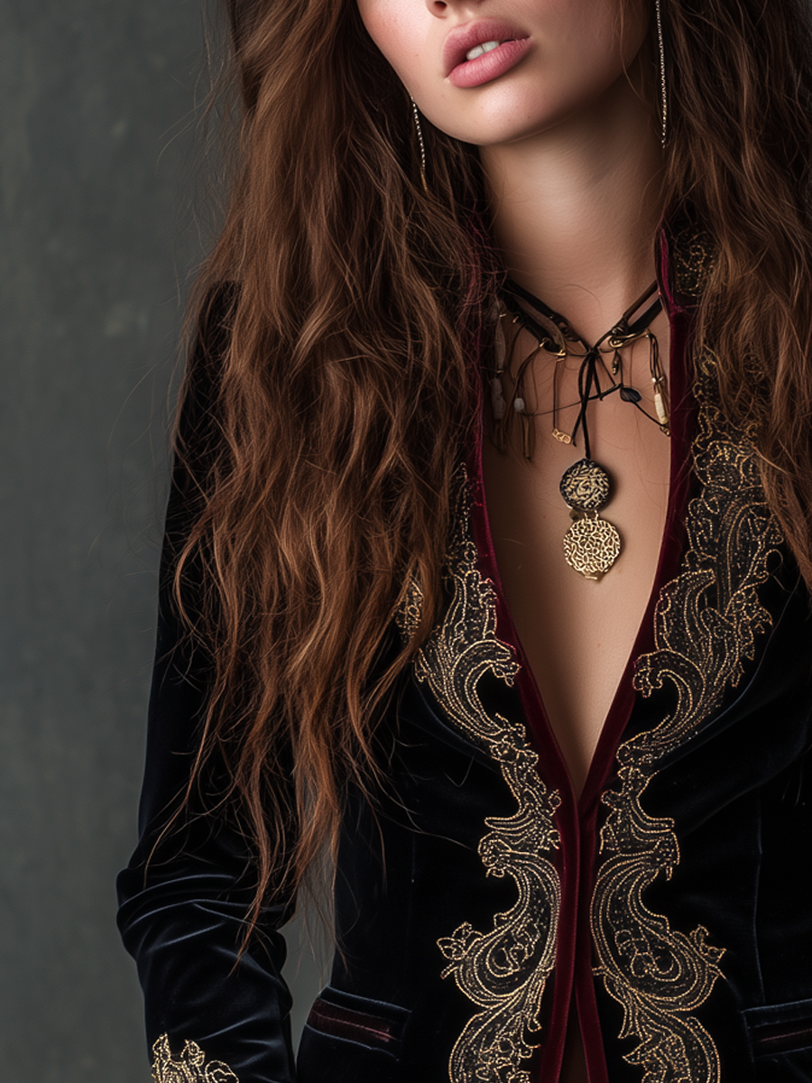 Daphnée | Blazer en Velours Brodé Baroque