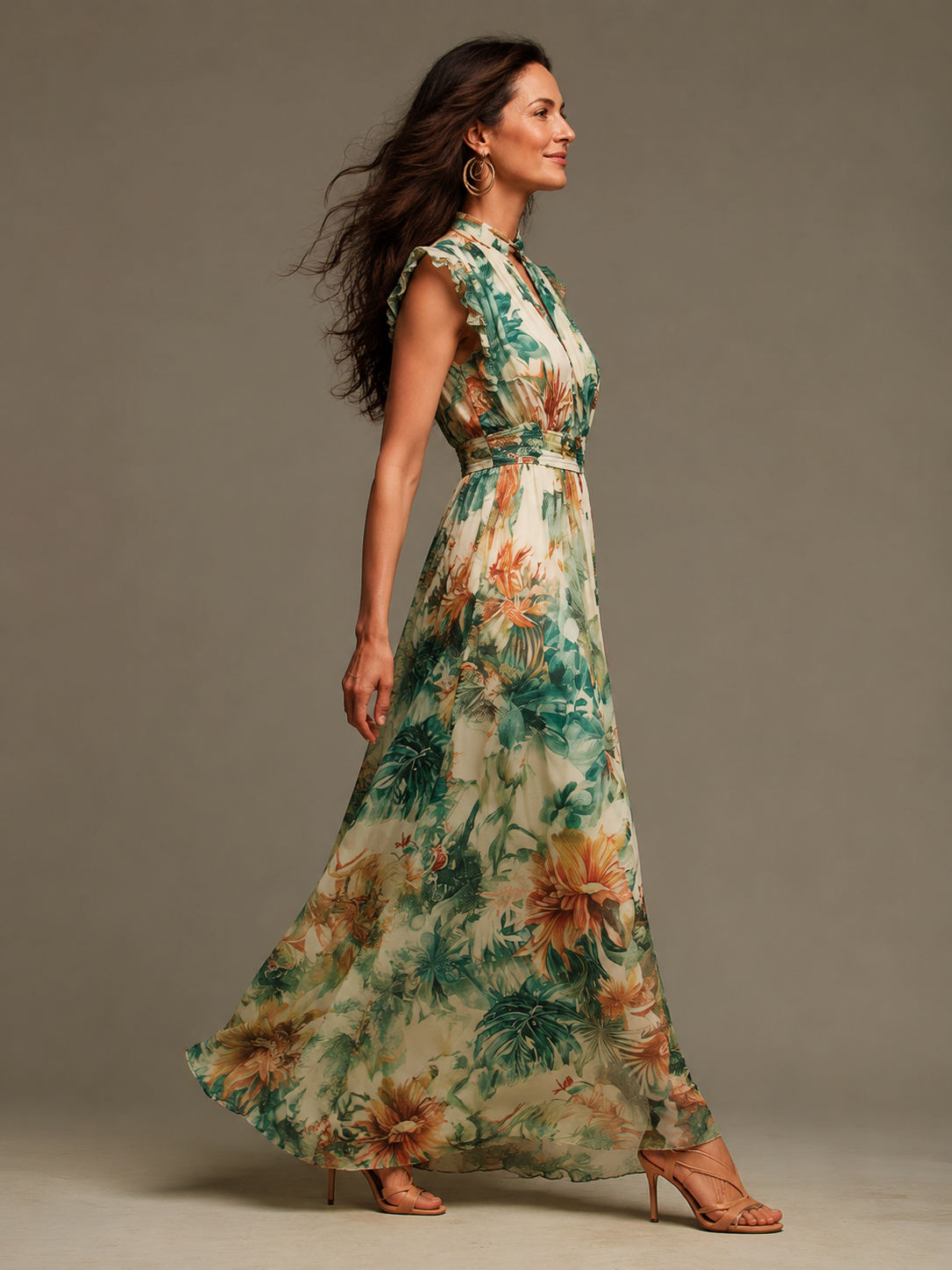 Grazia | Mousseline Tropicale Peinte