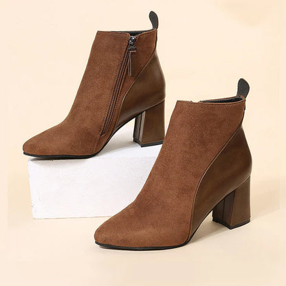 Bottines pointues chunky patchwork avec zip