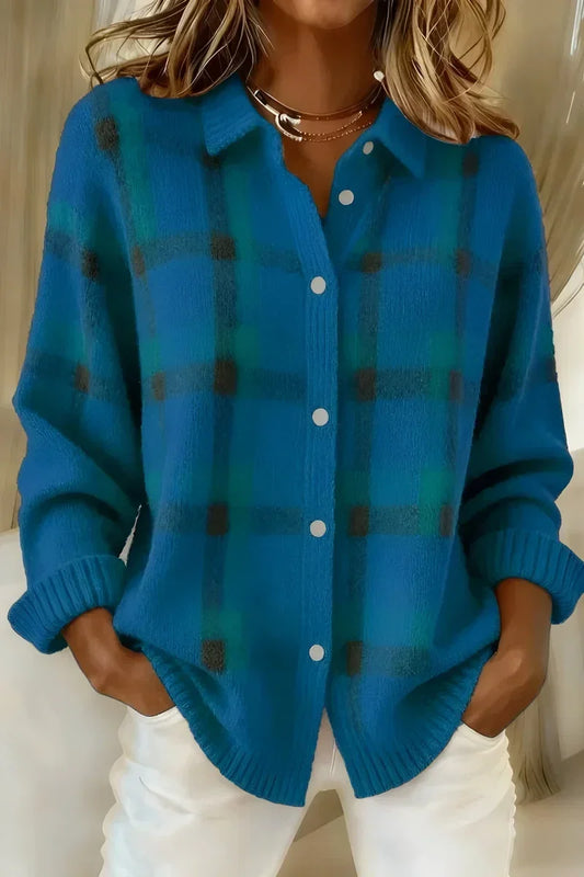 Stefania | Cardigan à Carreaux Brossé