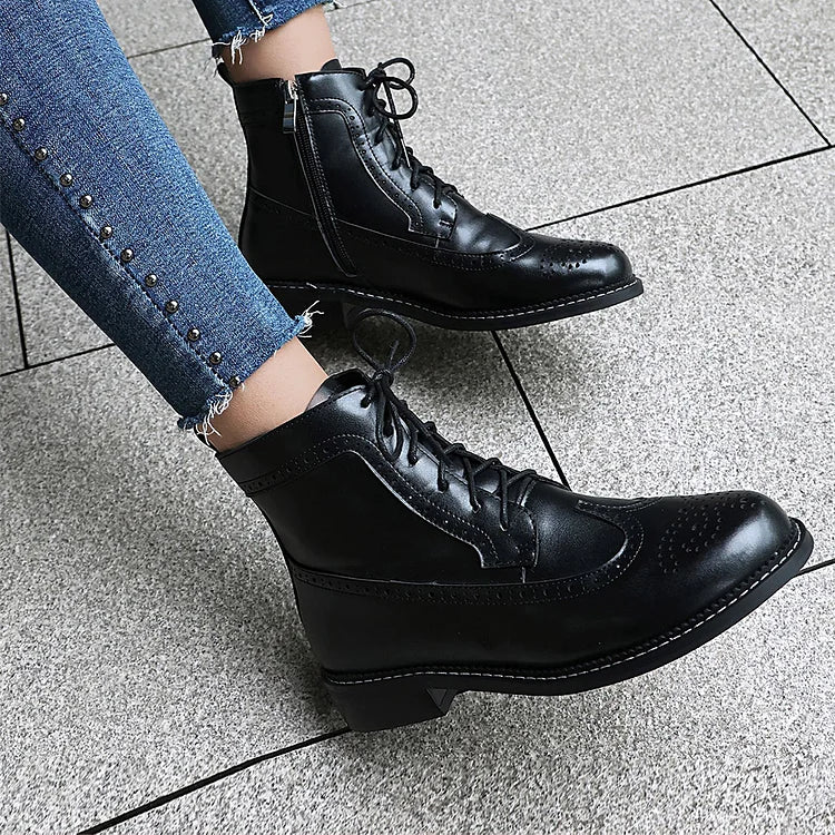 Claire | Bottines à Lacets Ajourées à Bout Rond